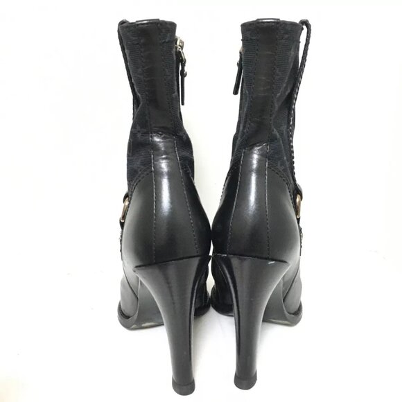 100% Authentic LOUIS VUITTON Black Women's Boots Monogram Mini Canvas Leather - Picture 3 of 9
